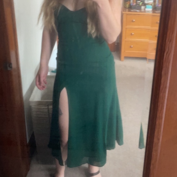 Reformation | Dresses | Dark Green Reformation Slit Dress | Poshmark